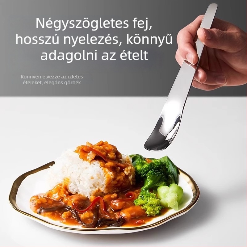 Desszertkanál, 410 rozsdamentes acél, modern egyszerű dizájn, vízzel polírozott felület