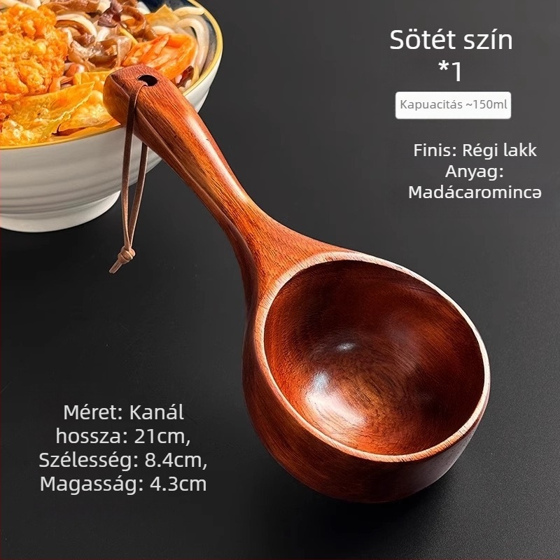 Japán stílusú fa kanál tésztához, minimalist design, egyszínű