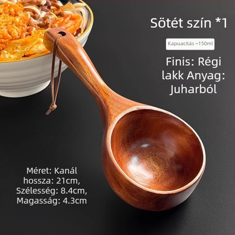 Japán stílusú fa kanál tésztához, minimalist design, egyszínű