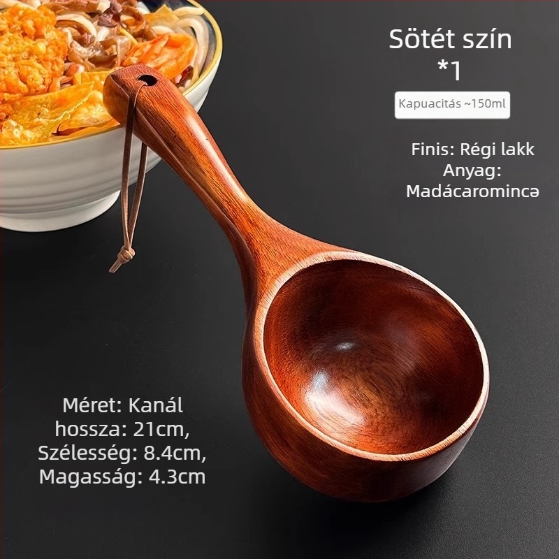 Japán stílusú fa kanál tésztához, minimalist design, egyszínű