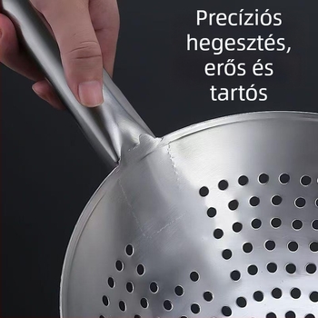 Rozsdamentes acél merítőkanál sütéshez, extra vastag, nagy méretű konyhai szűrő, szállodai használatra