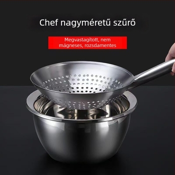 Rozsdamentes acél merítőkanál sütéshez, extra vastag, nagy méretű konyhai szűrő, szállodai használatra