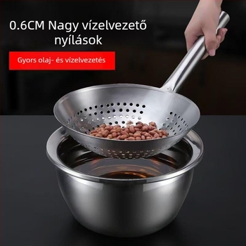 Rozsdamentes acél merítőkanál sütéshez, extra vastag, nagy méretű konyhai szűrő, szállodai használatra