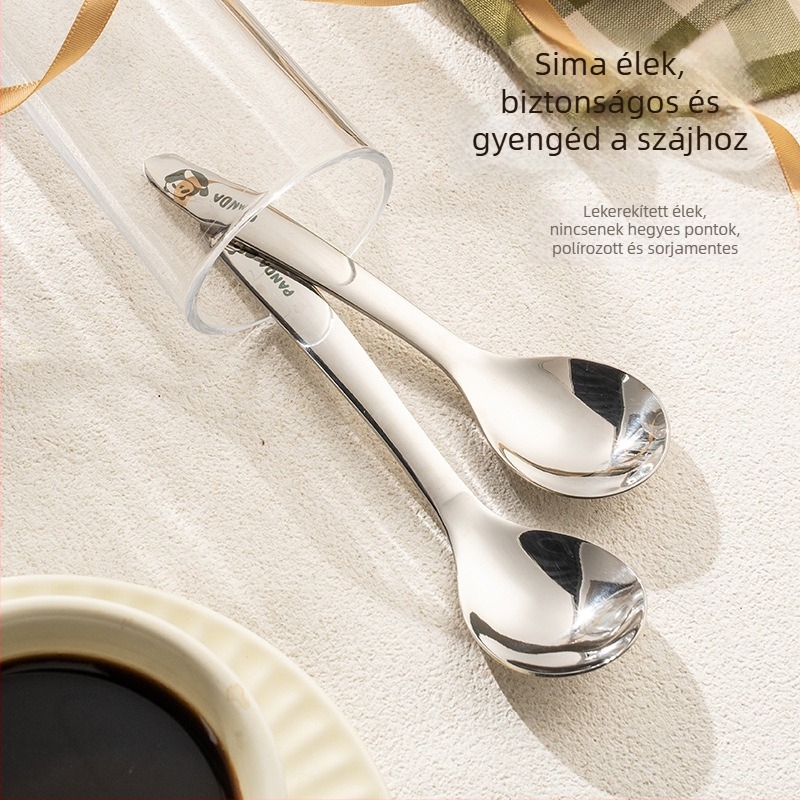 Élelmiszer-minőségű 316 rozsdamentes acél, nagy méretű kanál háztartási használatra, kör alakú kanál hosszú nyele, elegáns