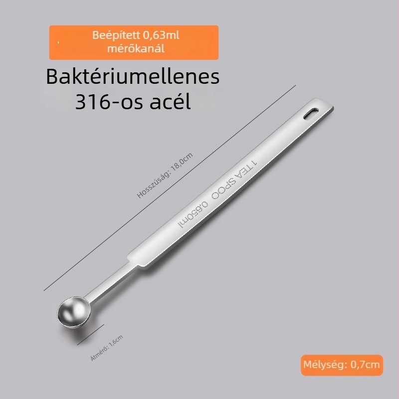 Yutian hosszú nyelű mérőkanál gramm-skálával, jelölések 5/10 g és 15 ml, sütéshez, modern minimál dizájn