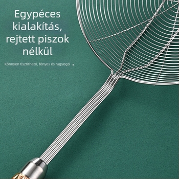 Rozsdamentes acélból készült fazék szűrő négy vonalas kialakítással, PP fogantyú, csúszásmentes, magas hőmérséklet-álló, többfunkciós tésztafőzéshez és gombócfőzéshez