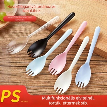 Egy egyszer használatos hosszú nyelű kanál- és villa készlet, egyenként csomagolt, barbecue, bibimbap, desszertek és gyümölcsök számára — Anyag: PP; Márka Unique; Funkció: Egyéb; Termékbevezetés: Egyéb