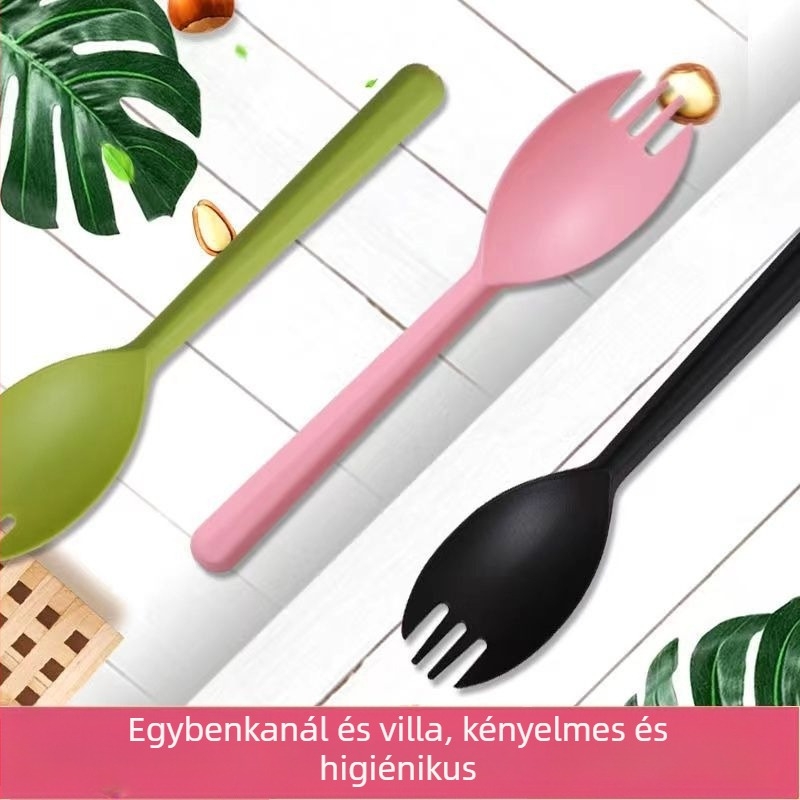 Egy egyszer használatos hosszú nyelű kanál- és villa készlet, egyenként csomagolt, barbecue, bibimbap, desszertek és gyümölcsök számára — Anyag: PP; Márka Unique; Funkció: Egyéb; Termékbevezetés: Egyéb