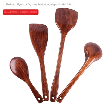 Fából készült spatula készlet főzéshez, hosszú nyelekkel, magas hőállósággal és kompatibilis a tapadásmentes edényekkel