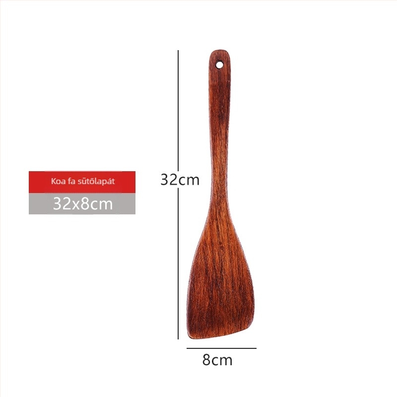 Fából készült spatula készlet főzéshez, hosszú nyelekkel, magas hőállósággal és kompatibilis a tapadásmentes edényekkel