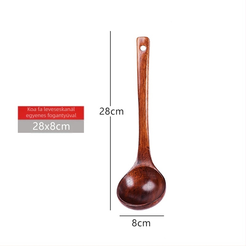 Fából készült spatula készlet főzéshez, hosszú nyelekkel, magas hőállósággal és kompatibilis a tapadásmentes edényekkel