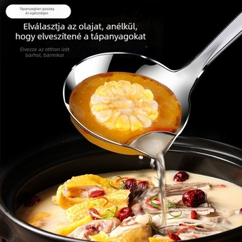Rozsdamentes acél olajleválasztó kanál, hosszú nyéllel, magas hőállóságú főző spatula