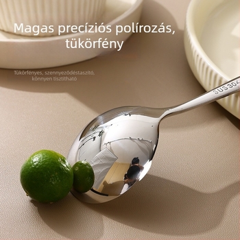 Rozsdamentes acélból készült gyerekeknek szánt kanál, modern egyszerű stílus, tükörfényezés, logónyomás lehetséges