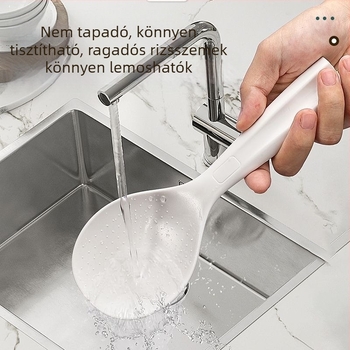 Rizskanál tapadásmentes felülettel, élelmiszer-minőségű szilikon, hőálló, égés elleni védelem, PP nyél