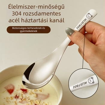 Earl kanál gyerekeknek, 304 rozsdamentes acélból, aranyos Hehe medve mintával, tükörfényezés