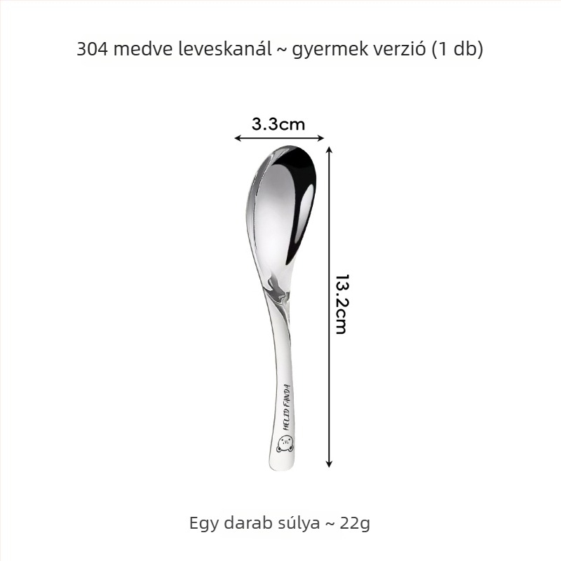 Earl kanál gyerekeknek, 304 rozsdamentes acélból, aranyos Hehe medve mintával, tükörfényezés