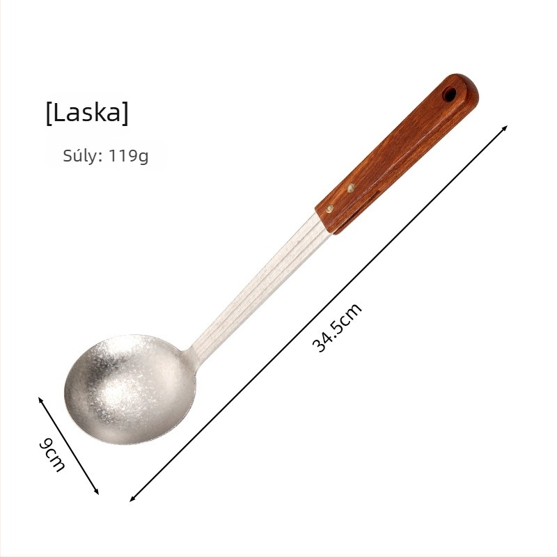 Tiszta titánium kanál- és spatula készlet rózsafa fogantyúval, égésgátló kialakítás, két darabos, könnyű konyhai eszközök