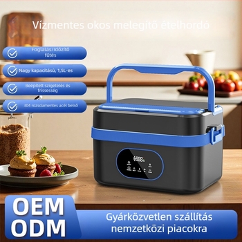 Önmelegítő ebédes doboz vezeték nélküli, vízmentes kialakítás, 1–2 L kapacitás, 12V 64W fűtés, három rekesz