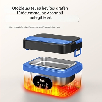 Önmelegítő ebédes doboz vezeték nélküli, vízmentes kialakítás, 1–2 L kapacitás, 12V 64W fűtés, három rekesz