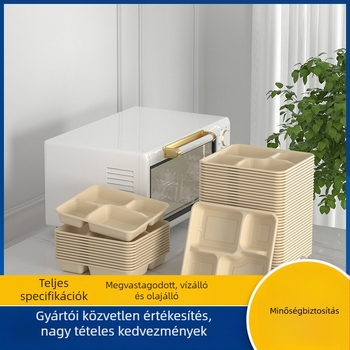 Yihexing egyszer használatos papírtálca ebédhez, 1100 ml, lebomló, 2 mm vastagság, 50 db csomag