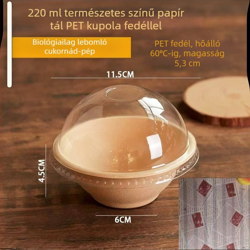 Kör alakú papírtál desszert lyukakkal, 220 ml kapacitás, biológiailag lebomló, könnyed luxus stílus, testreszabható
