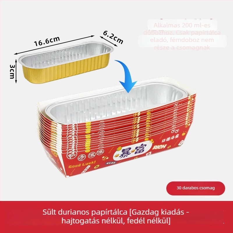 Woodwind Durián grillhezésre készült alumíniumfóliás doboz fa rostból készült papírtálcával – téglalap alakú, lebomló, 1000 db