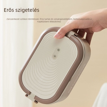 Hordozható elektromos ebédes doboz vízmentes fűtéssel, kapacitás 1,1–1,2 L, 18 W, 220 V, belső tartály 304 rozsdamentes acélból, kettős szigetelés