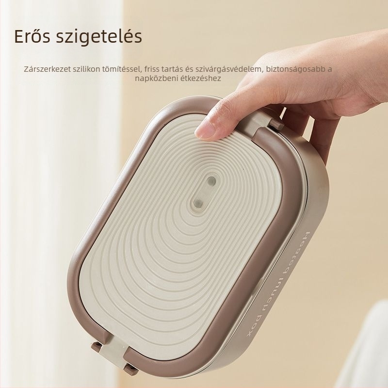 Hordozható elektromos ebédes doboz vízmentes fűtéssel, kapacitás 1,1–1,2 L, 18 W, 220 V, belső tartály 304 rozsdamentes acélból, kettős szigetelés