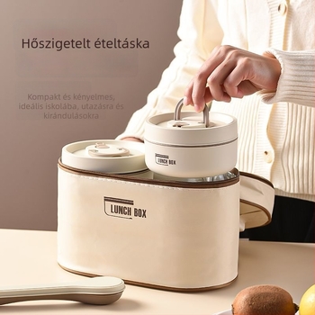 Rozsdamentes acélból készült szigetelt ebéddoboz, kör alakú, szivárgásmentes, 501-800 ml, egyetlen réteg