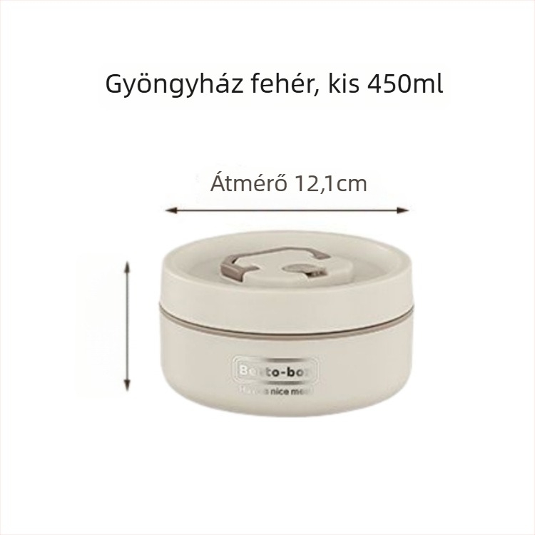 Rozsdamentes acélból készült szigetelt ebéddoboz, kör alakú, szivárgásmentes, 501-800 ml, egyetlen réteg