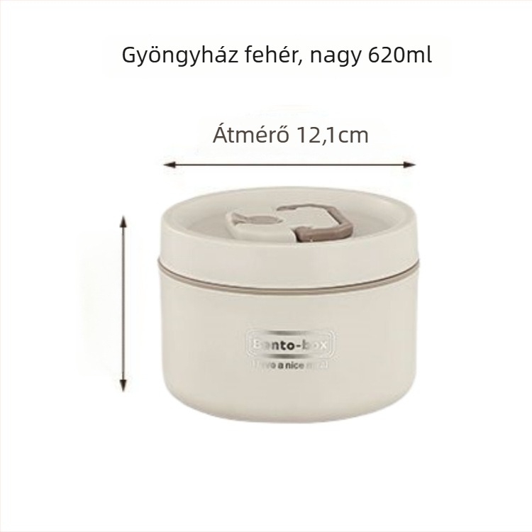 Rozsdamentes acélból készült szigetelt ebéddoboz, kör alakú, szivárgásmentes, 501-800 ml, egyetlen réteg