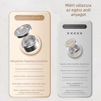 Enermei szigetelt ebéd doboz, 316 rozsdamentes acélból, négy réteg, kerek formájú