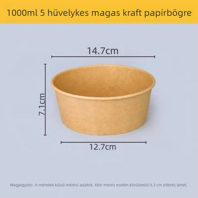 Egyszerhasználatos kör alakú Kraft papírdoboz fedővel – élelmiszer-biztonság, hőálló