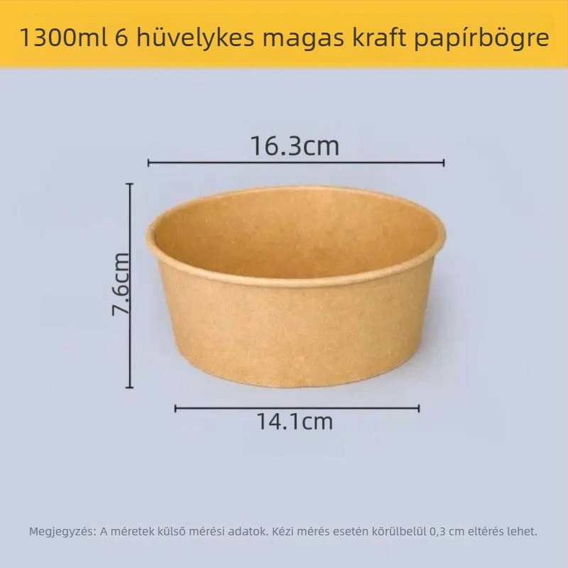 Egyszerhasználatos kör alakú Kraft papírdoboz fedővel – élelmiszer-biztonság, hőálló