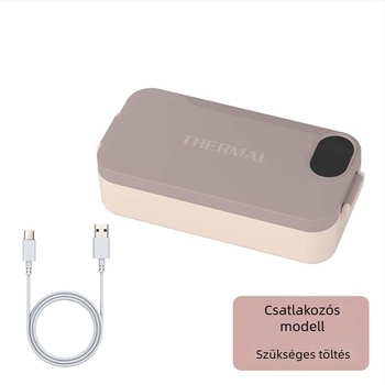 Elektromos ebédes doboz vízmentes fűtéssel, USB táplálás 5V 15W, belső tartály rozsdamentes acélból, Modell F13