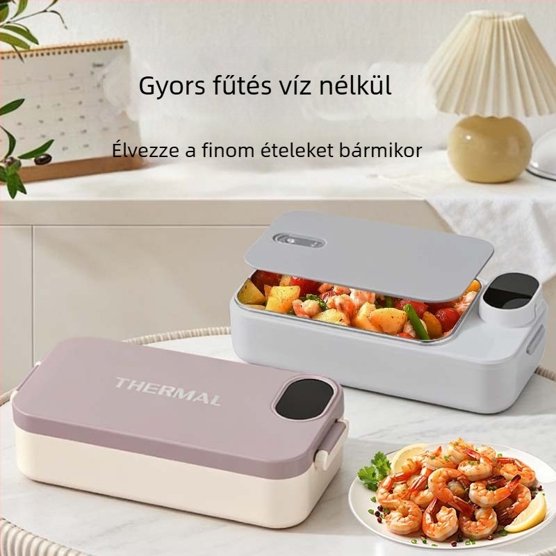 Elektromos ebédes doboz vízmentes fűtéssel, USB táplálás 5V 15W, belső tartály rozsdamentes acélból, Modell F13