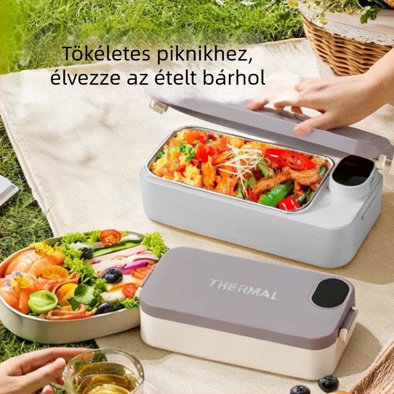 Elektromos ebédes doboz vízmentes fűtéssel, USB táplálás 5V 15W, belső tartály rozsdamentes acélból, Modell F13