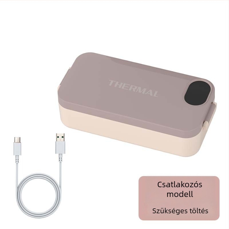 Elektromos ebédes doboz vízmentes fűtéssel, USB táplálás 5V 15W, belső tartály rozsdamentes acélból, Modell F13