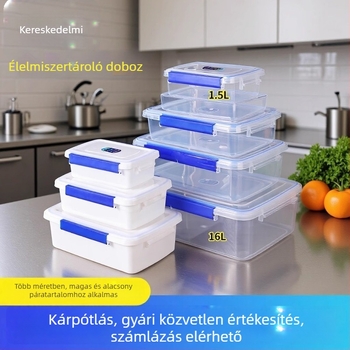 Élelmiszer-minőségű műanyag Crisper doboz, átlátszó, téglalap alakú, melegen tartja az ételeket, nem mikrohullámú sütőben használható