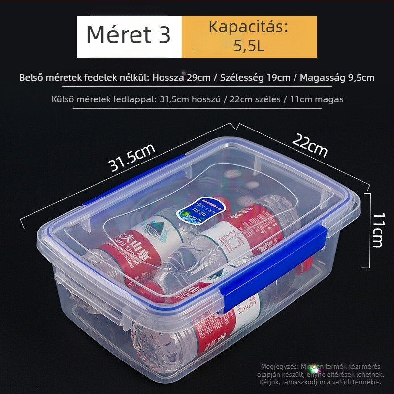 Élelmiszer-minőségű műanyag Crisper doboz, átlátszó, téglalap alakú, melegen tartja az ételeket, nem mikrohullámú sütőben használható