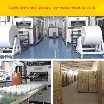 Egyszer használatos műanyag tál, kör alakú, élelmiszer-minőségű, vastag falú, 300–900 ml kapacitás, 600 db/doboz