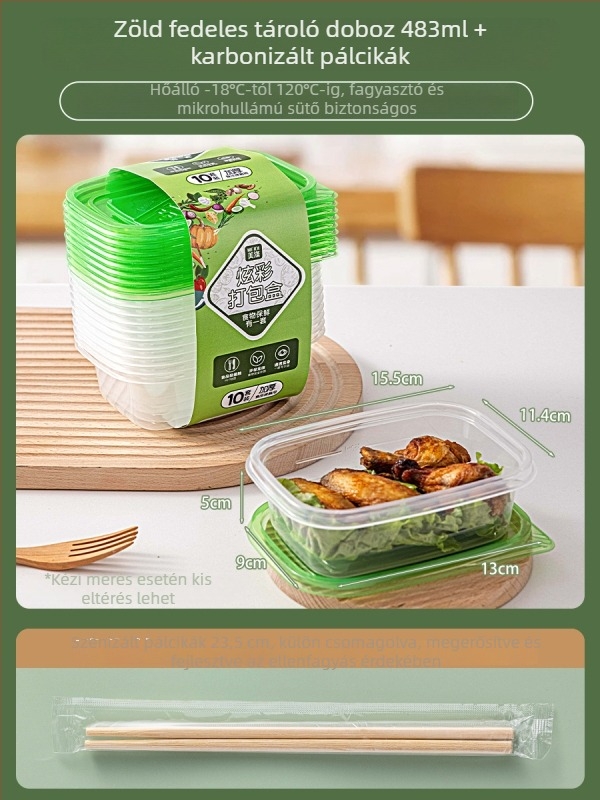 Egyszer használatos PP ebédes doboz tál és evőpálcikákkal, élelmiszerbiztonságos, biológiailag lebomló, irodai használatra