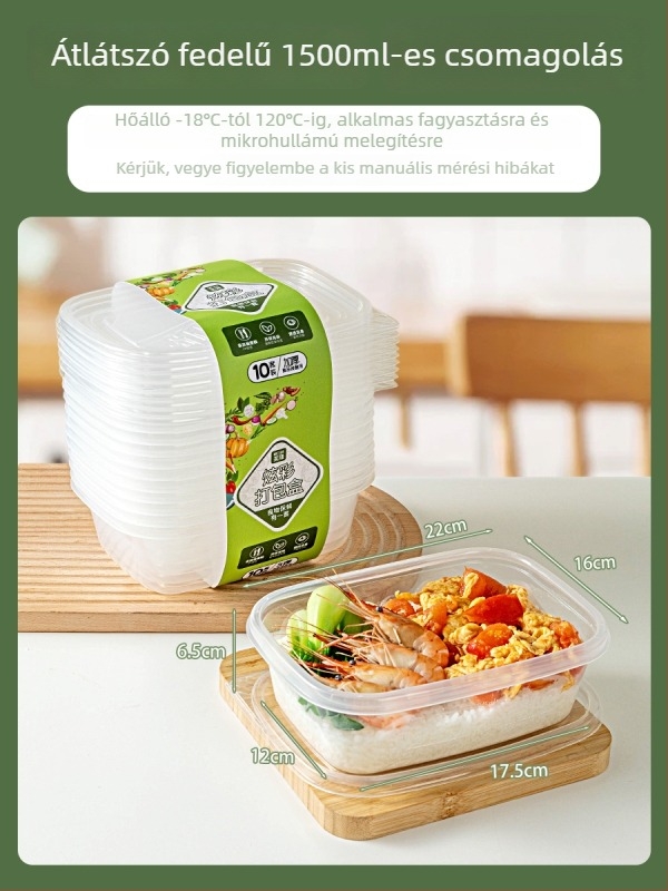 Egyszer használatos PP ebédes doboz tál és evőpálcikákkal, élelmiszerbiztonságos, biológiailag lebomló, irodai használatra