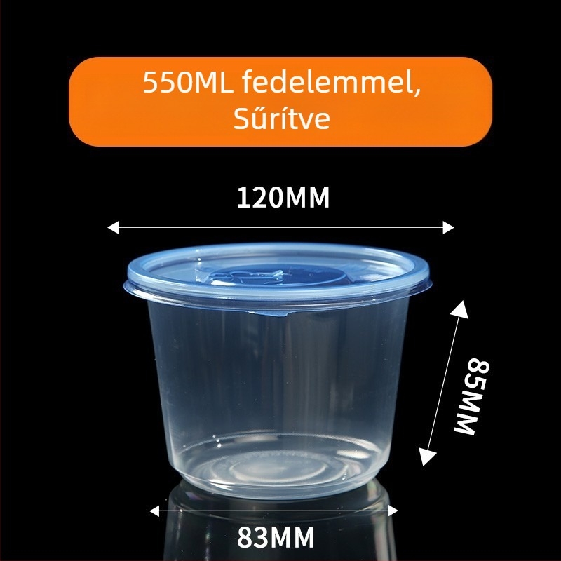 Egyszer használatos tál, megerősített PP5, hőálló, mikrohullámú sütőben használható, logó nyomtatás