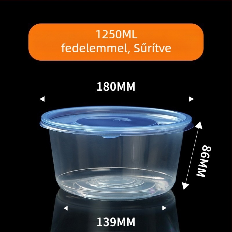 Egyszer használatos tál, megerősített PP5, hőálló, mikrohullámú sütőben használható, logó nyomtatás