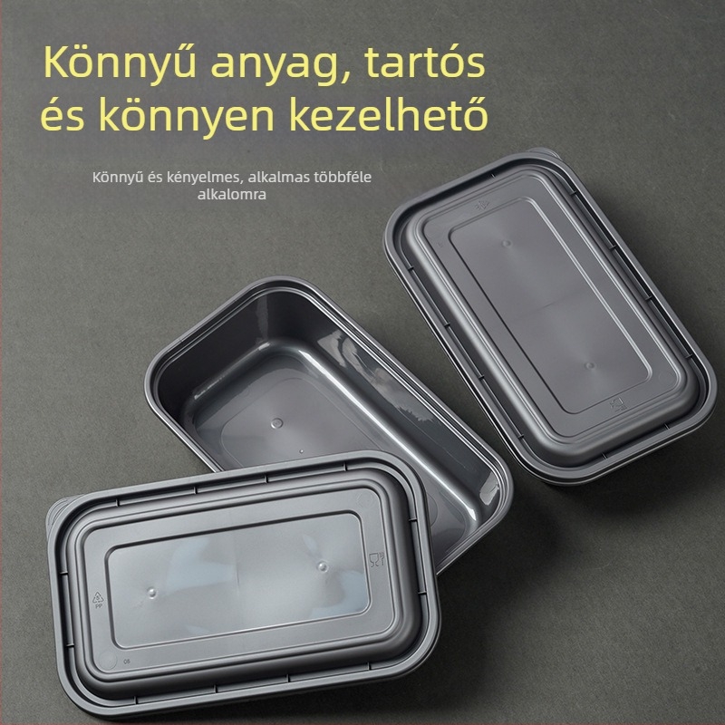 Egyszer használatos téglalap alakú ebédtálca, mikrohullámú sütőben használható, élelmiszer-minőségű PP, logónyomtatási lehetőség