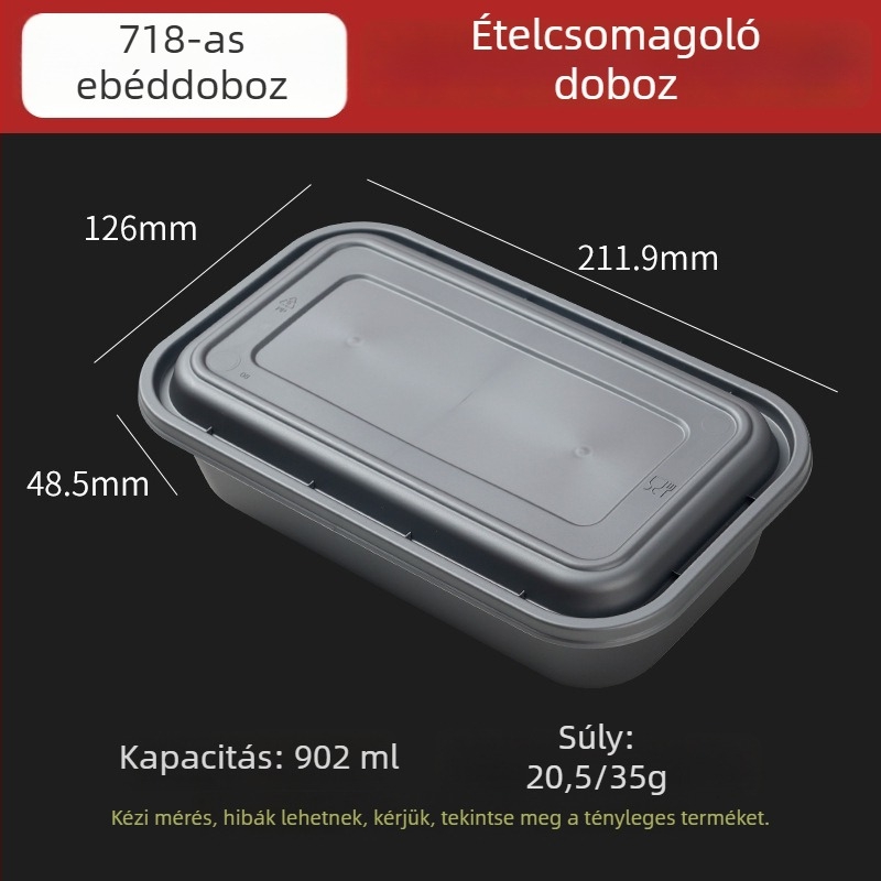 Egyszer használatos téglalap alakú ebédtálca, mikrohullámú sütőben használható, élelmiszer-minőségű PP, logónyomtatási lehetőség