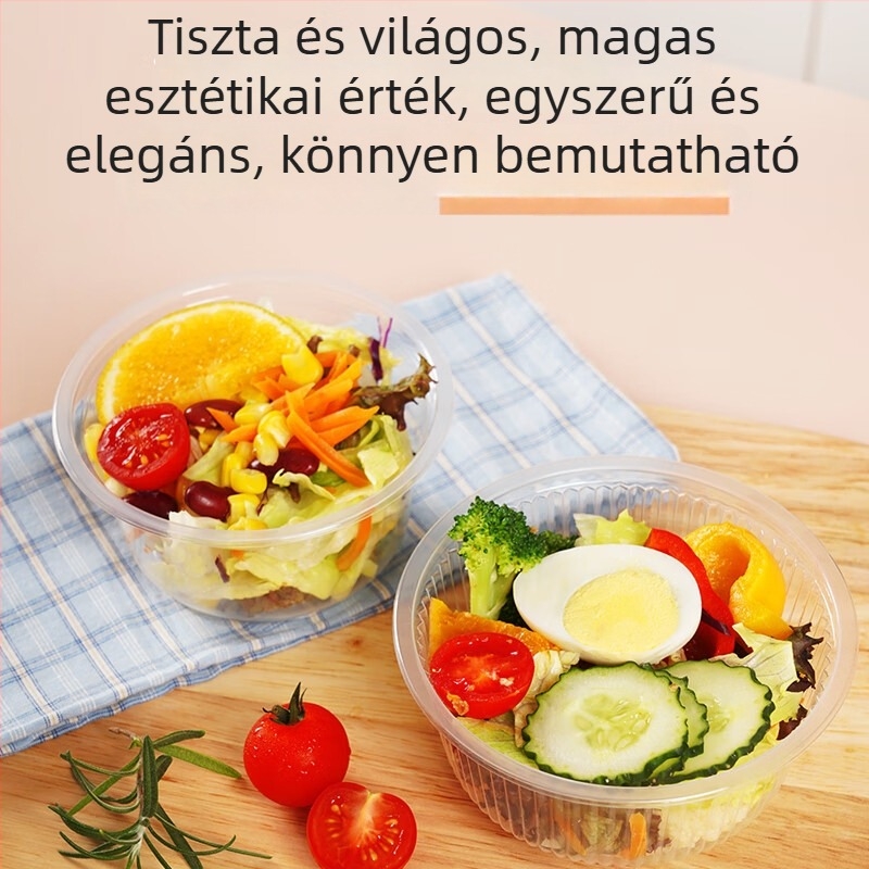 Miaojie eldobható műanyag kerek tál – fedél nélküli, 420 ml/480 ml