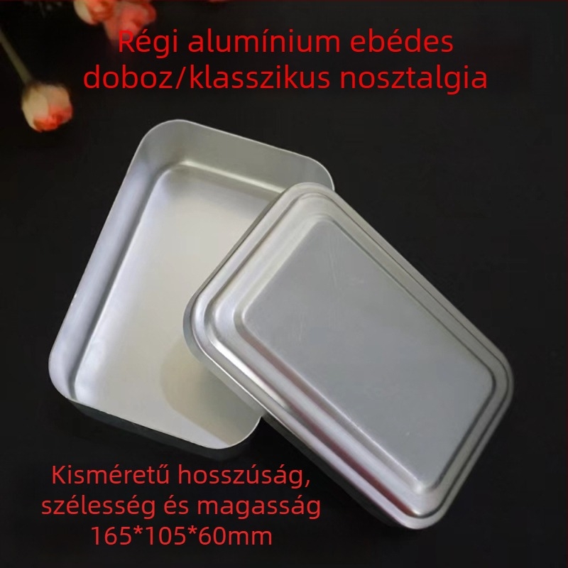 Alumínium ebédes doboz, téglalap alakú, 1–2 L, hordozható, szigetelés nélküli
