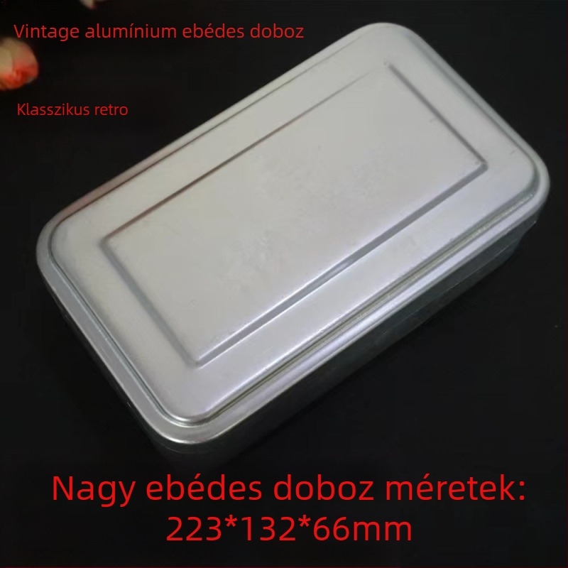 Alumínium ebédes doboz, téglalap alakú, 1–2 L, hordozható, szigetelés nélküli